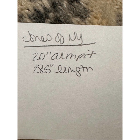 Jones‎ New York Womens Cardigan Sz L Petite Ivory Gray Hand Knit Wool Blended - Picture 9 of 11